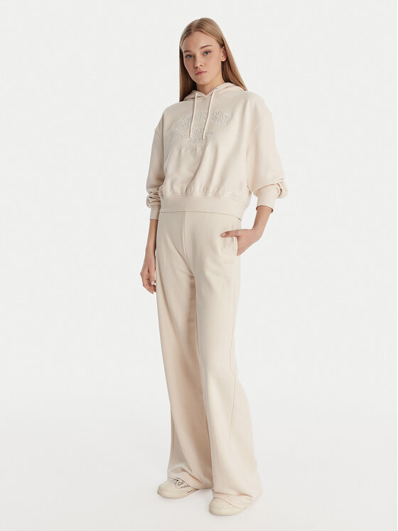 Guess Guess Spodnie dresowe V6RB03 KD761 Kremowy Wide Leg