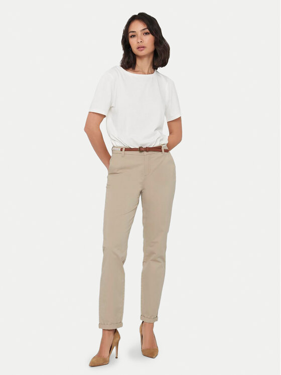 ONLY ONLY Spodnie materiałowe 15218519 Beżowy Regular Fit
