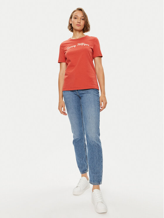 Tommy Hilfiger Tommy Hilfiger T-särk Script WW0WW42589 Punane Regular Fit