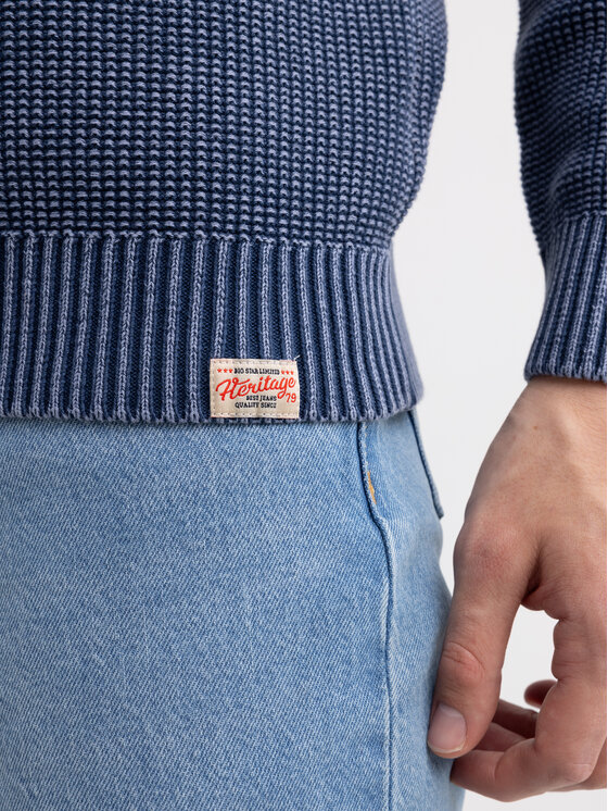 BIG STAR BIG STAR Sweter CARLSON Granatowy Basic Fit