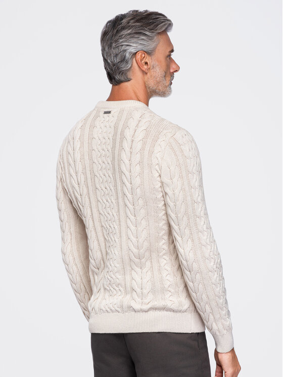 Ombre Ombre Sweter OM-SWSW-0191 Biały Regular Fit
