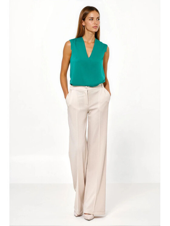 NIFE NIFE Kalhoty z materiálu SD131 Béžová Loose Fit