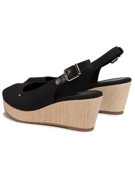Tommy Hilfiger Tommy Hilfiger Espadrile Iconic Elba Sling Back Wedge FW0FW04788 Negru
