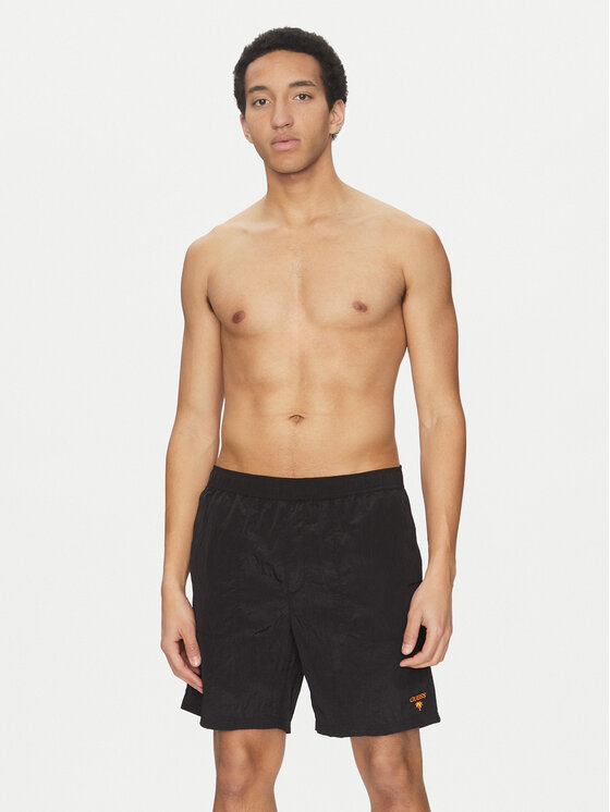 Guess Guess Bavlnené šortky F5GT13 WH1D2 Čierna Regular Fit