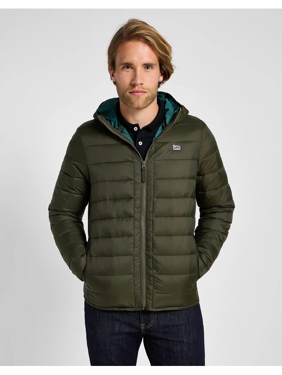 Lee Lee Kurtka puchowa LIGHT PUFFER JKT OLIVE NIGHT Zielony Regular Fit