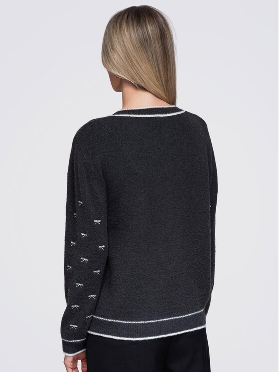 Ombre Ombre Kardigan OW-SW-E0032 Tmavě šedá Regular Fit