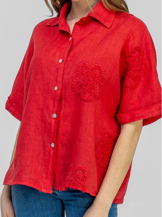 Perso Perso Bluzka CHCE265028F Czerwony Regular Fit
