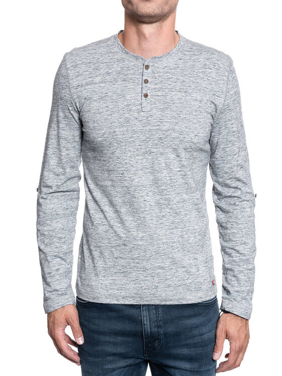 Mustang Mustang T-Shirt ADRIAN H HENLEY Szary Regular Fit