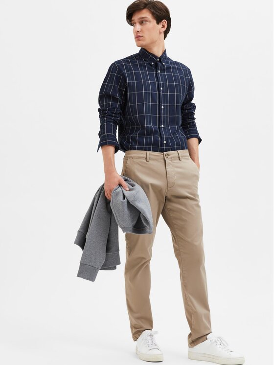 Selected Homme Selected Homme Pantaloni chino New 16087663 Beige Slim Fit