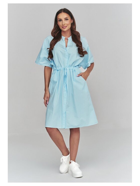 Makadamia Makadamia Sukienka codzienna C62 Niebieski Loose Fit
