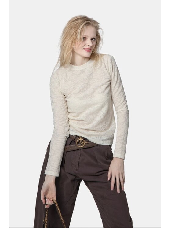 PINKO PINKO Μπλουζάκι Marinara Κρεμ Regular Fit