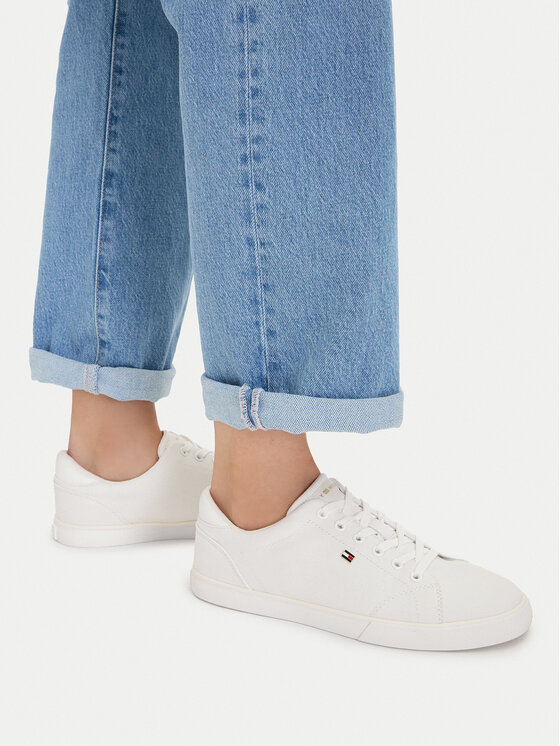 Tommy Hilfiger Teniși Th Low Profile Vulc Canvas FW0FW09102 Alb