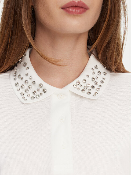 Marella Marella Тениска с яка и копчета Gonzaga 2513951014 Бял Relaxed Fit