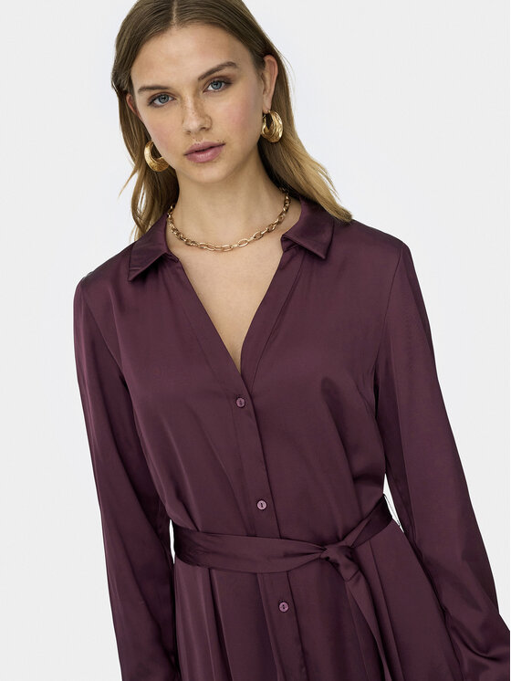 ONLY ONLY Košilové šaty Mika 15361725 Bordó Regular Fit