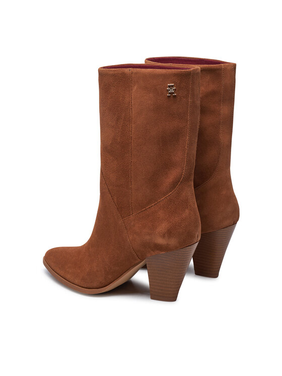 Tommy Hilfiger Tommy Hilfiger Čizme Mid Cowboy Heel Suede FW0FW08435 Smeđa