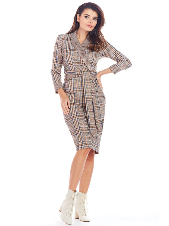 Awama Awama Vestito di maglia A362 Marrone Basic Fit