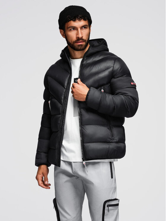 Ombre Ombre Kurtka przejściowa OM-JAHP-0303 Czarny Regular Fit
