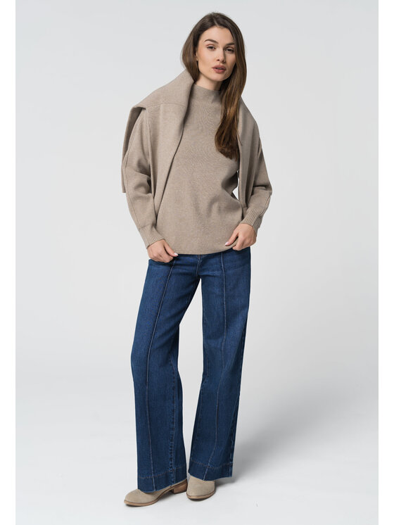 Volcano Volcano Sweter S-SARA Beżowy Regular Fit
