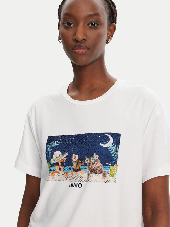 Liu Jo Liu Jo Tricou WA5260 JS003 M9445 Alb Regular Fit