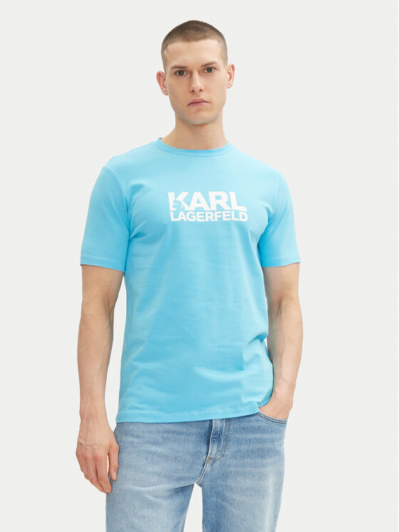 KARL LAGERFELD Tricou 755087 552235 Albastru celest Regular Fit