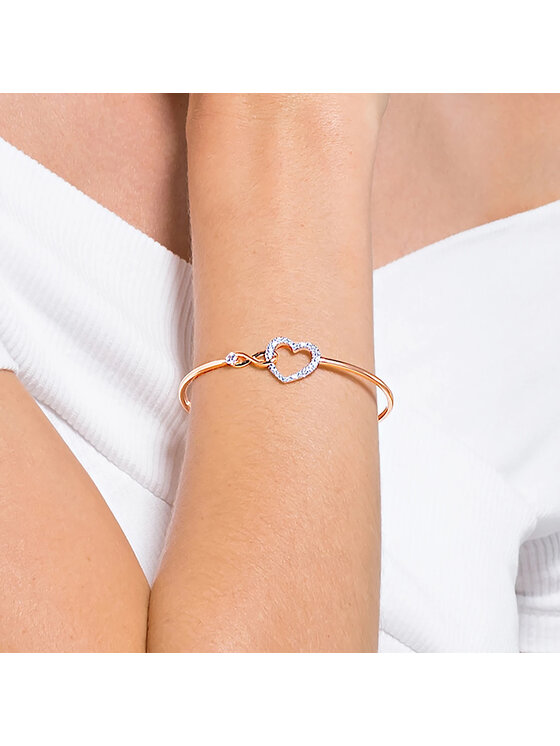 Swarovski Swarovski Bransoletka Infinity Bangle Heart 5518869 Różowe złoto