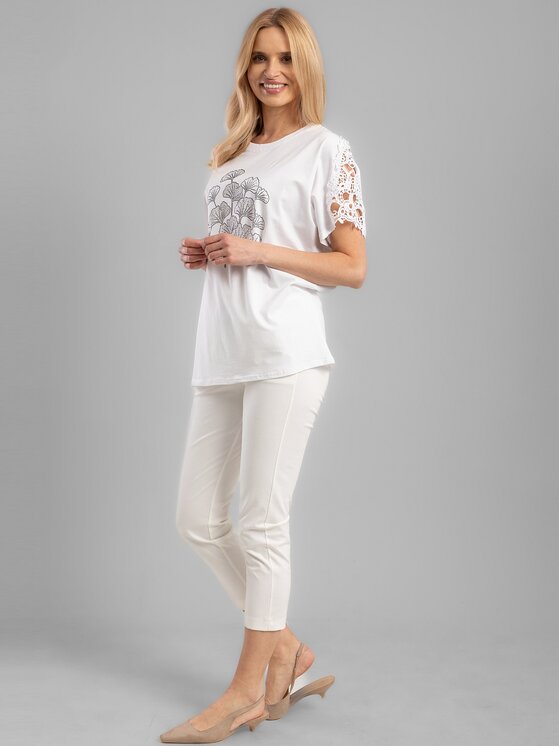Perso Perso T-Shirt TCE242114F Biały Regular Fit