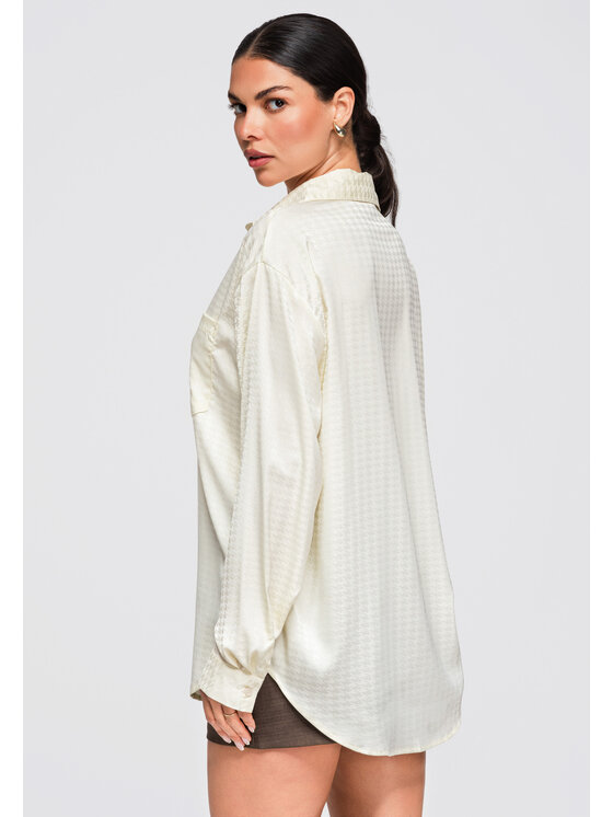 Ombre Ombre Koszula OW-SH-E0056 Kremowy Oversize