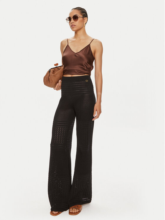 TWINSET TWINSET Spodnie materiałowe 241TT3163 Czarny Slim Fit