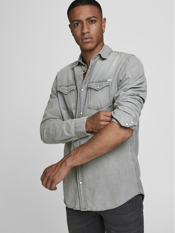 Jack & Jones Jack & Jones Koszula Sheridan 12138115 Szary Slim Fit