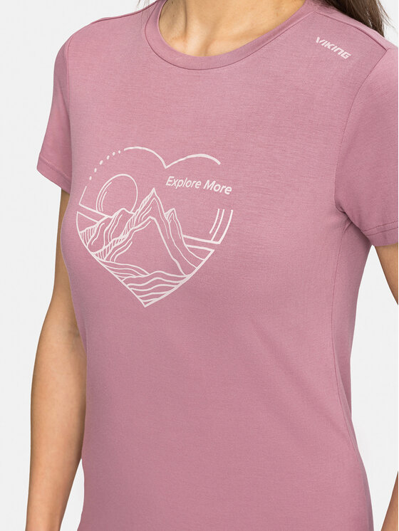 Viking Viking T-Shirt Lenta Bamboo Light Lady Różowy Regular Fit