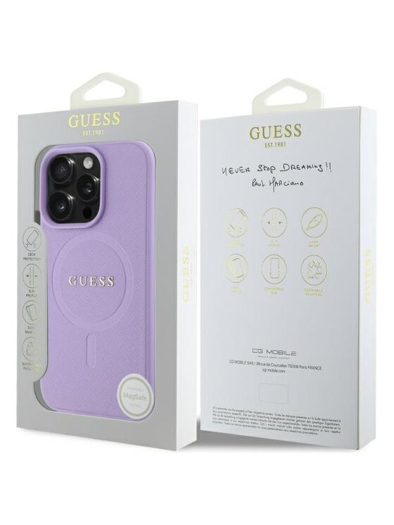 Guess Guess Etui na telefon Saffiano Fioletowy