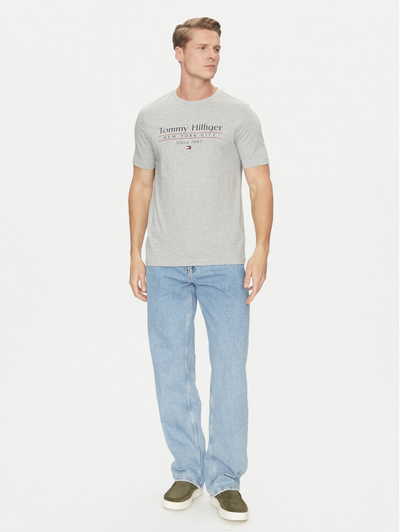 Tommy Hilfiger Tommy Hilfiger Tricou Center Stack MW0MW38621 Gri Regular Fit