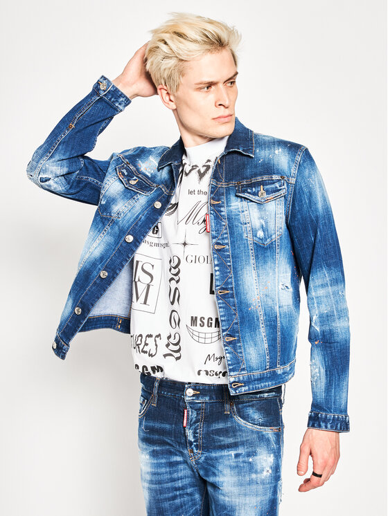 Dsquared2 Dsquared2 Džinsinė striukė Macchia Dan Denim S74AM1027.S30342 Tamsiai mėlyna Regular Fit