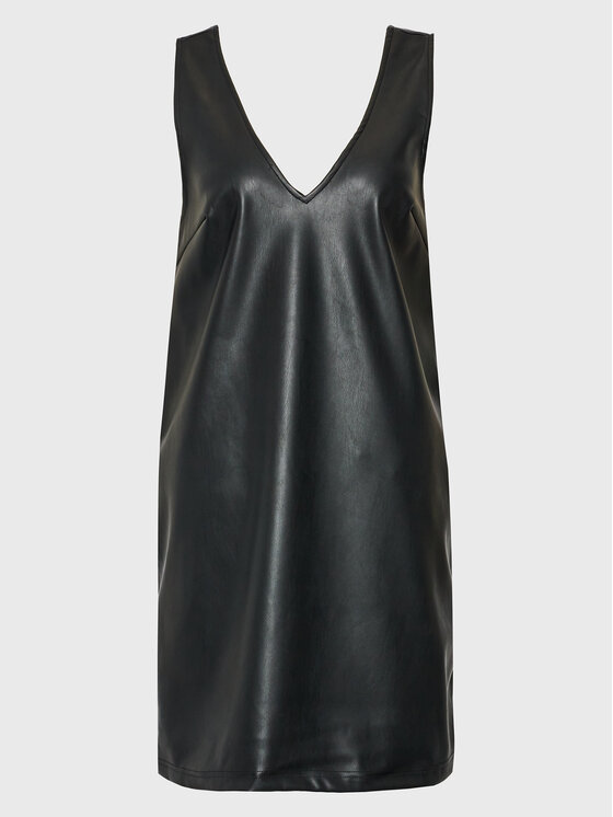 Vila Rochie din imitație de piele Aly 14081078 Negru Regular Fit