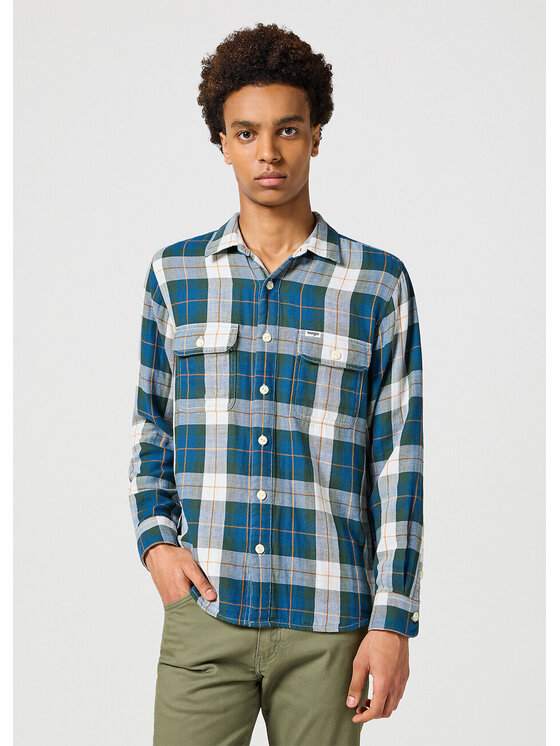 Wrangler Wrangler Camicia 2 PKT SHIRT Verde Regular Fit