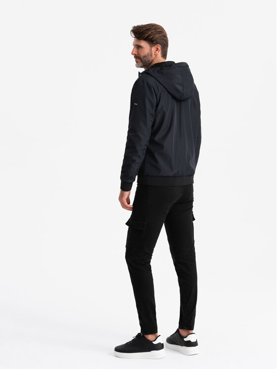 Ombre Ombre Kurtka przejściowa OM-JANP-0149 Czarny Regular Fit