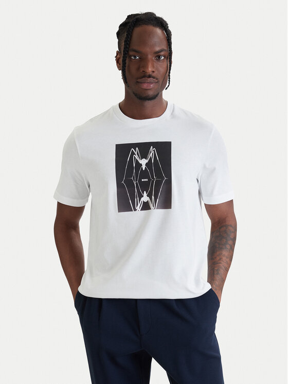 BOSS Tricou Creature 50561861 Alb Regular Fit