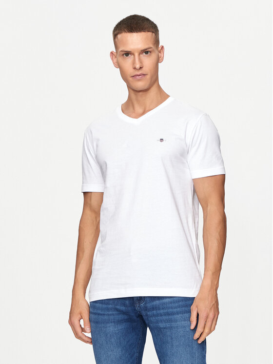Gant Tričko Shield 2003186 Biela Slim Fit