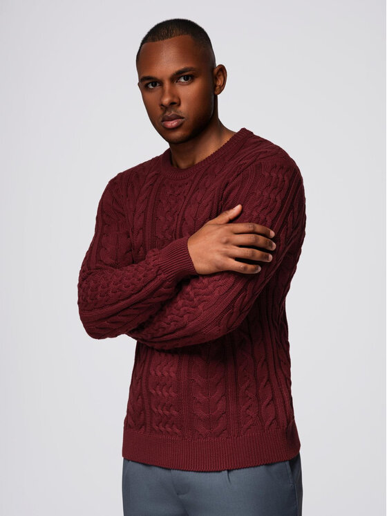 Ombre Ombre Sweter OM-SWSW-0173 Czerwony Regular Fit