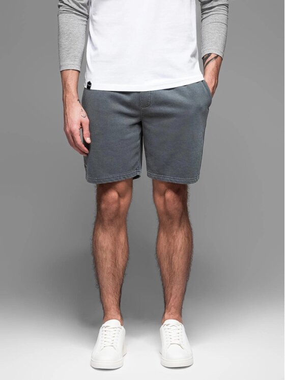 Ombre Ombre Šortky z materiálu OM-SRWS-0122 Šedá Relaxed Fit