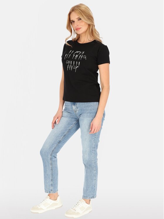 Perso Perso T-Shirt TCE241100F Czarny Regular Fit