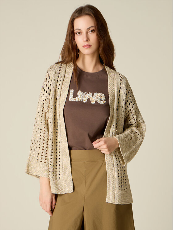 Oltre Oltre Sweter M578E001973N008 Złoty Baggy Fit
