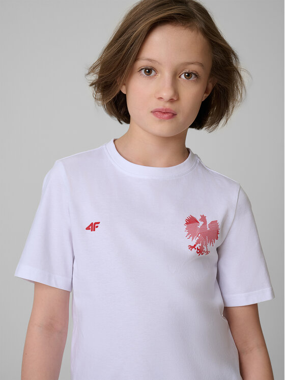 4F 4F T-Shirt FAN FOOTBALL COLLECTION Biały Regular Fit
