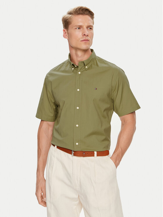 Tommy Hilfiger Tommy Hilfiger Cămașă MW0MW33809 Verde Regular Fit