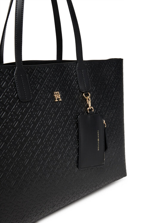 Tommy Hilfiger Tommy Hilfiger Torebka Th Icon Tote Mono AW0AW17687 Czarny