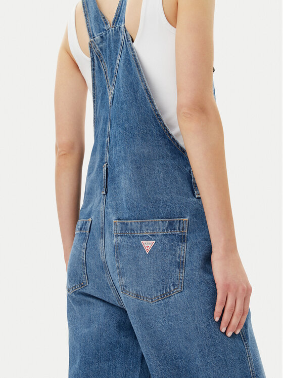 Guess Guess Kelnės su petnešomis W5GD0Z D5O11 Tamsiai mėlyna Regular Fit