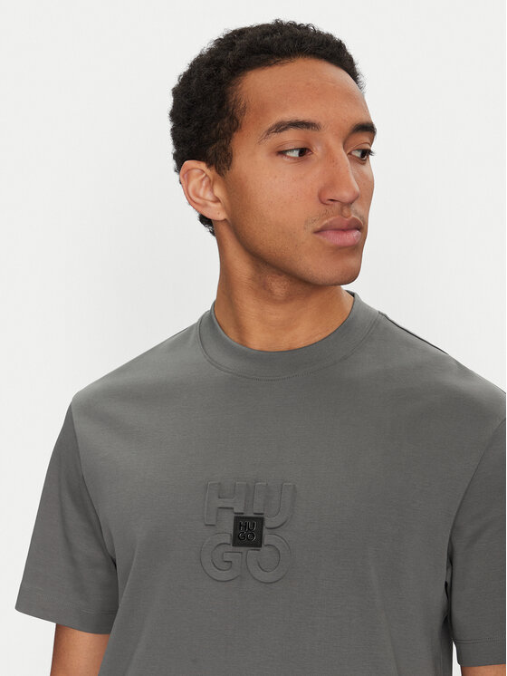 HUGO T-Shirt Debostac 50535499 Szary Relaxed Fit | Modivo.pl