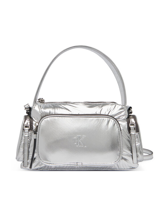 Calvin Klein Calvin Klein Kabelka Pocket Silver Nylon Small Bag LV04F3443G Stříbrná