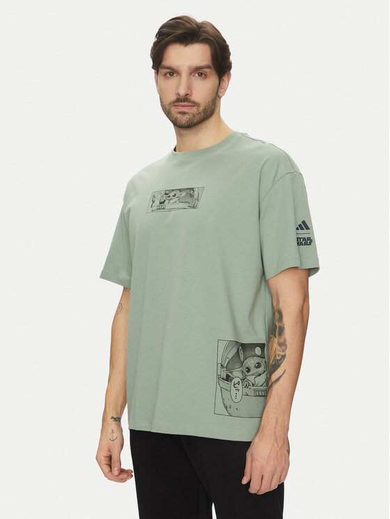 adidas adidas T-Shirt Star Wars The Mandalorian JI5718 Zielony Oversize