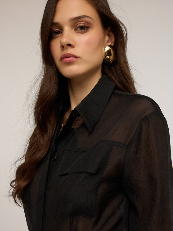 Motivi Motivi Camicia 5268Q000862N033 Nero Regular Fit